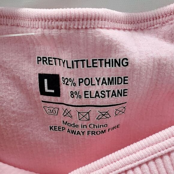 Pretty Little Thing Shape Baby Pink Contour Ribbed Scoop Neck Unitard Size Large - Picture 9 of 13